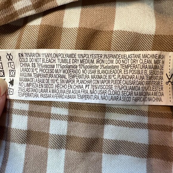 Brown & White Plaid Fitted Mini‎ Dress Forever 21 Size Medium - Picture 8 of 11